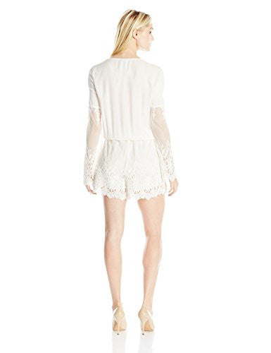 Young Fabulous & Broke Women's Kris Long Sleeve Lace Hem Romper