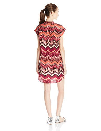 ALMOST FAMOUS Women's Chevron Mandarin Collar Dress