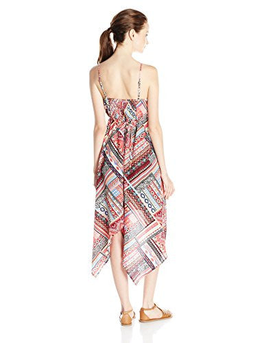 ALMOST FAMOUS Women's Patchwork Printed Hankey Hem Dress