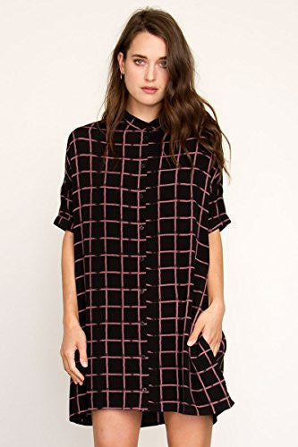 RVCA Junior's Real Time Loose Fit Plaid Dress
